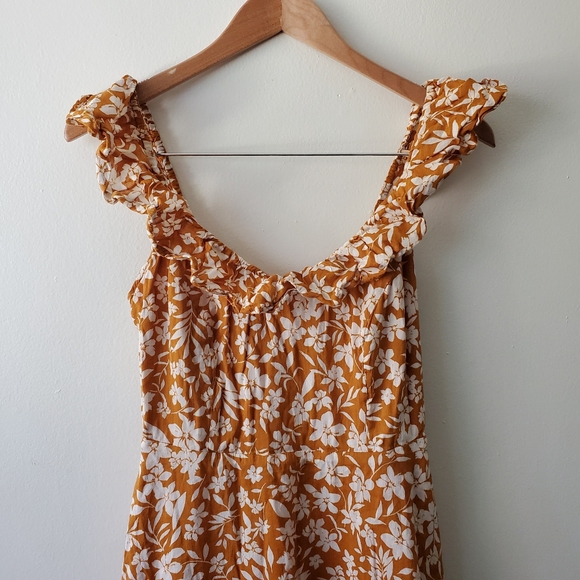 Old Navy Yellow Floral Flare Ruffle Trim Dress - Picture 4 of 8
